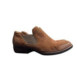 Women's Brown BORN Distressed Leather Bootie / Shoes - Sz 8